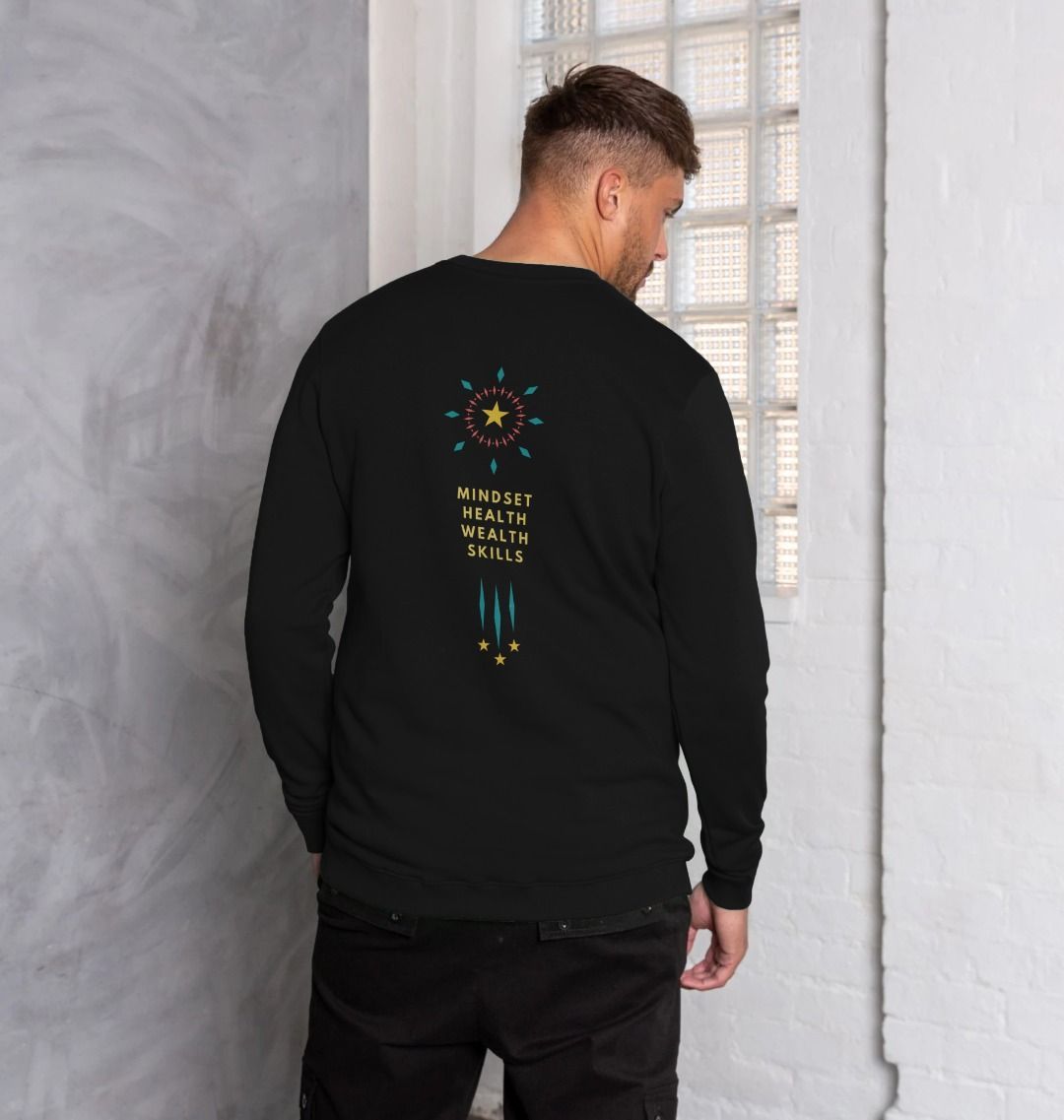 Mindset Collection - Health, Wealth, Skills - Organic front and back design Male Sweater