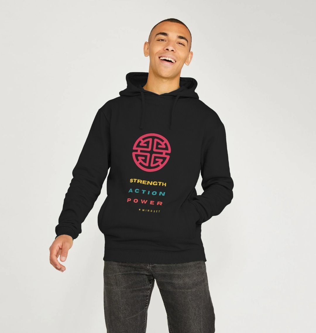 Mindset collection - Organic Male Hoodie - Strength, Action, Power