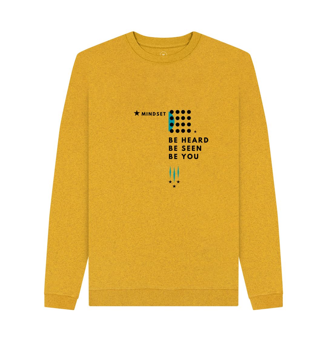 Sunflower Yellow Mindset Collection - Organic Male jumper - Be heard, be seen, be you!
