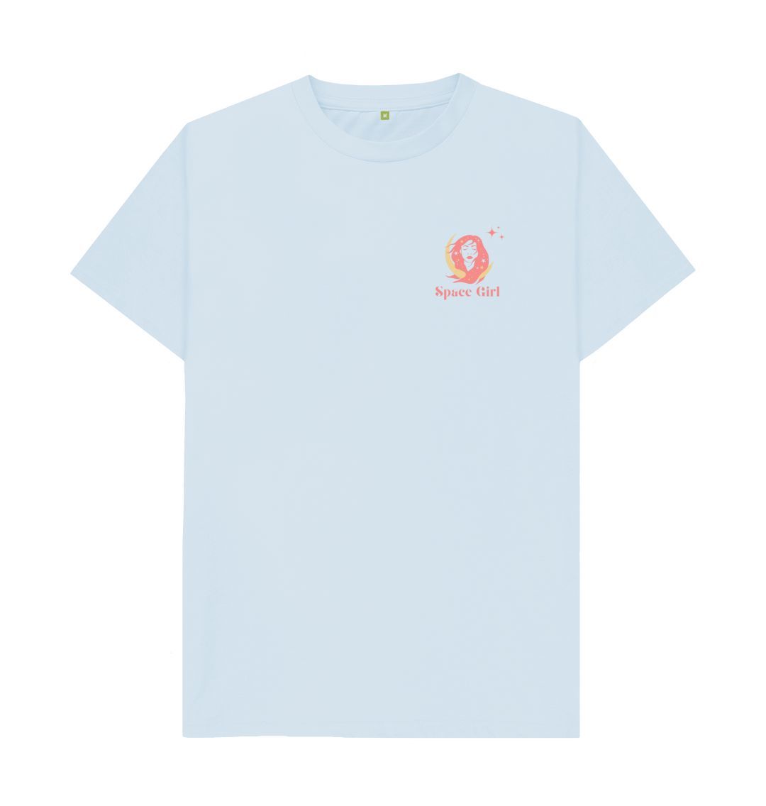 Sky Blue Space Girl Collection - In another World - Organic Male T-Shirt - Front & Back Design