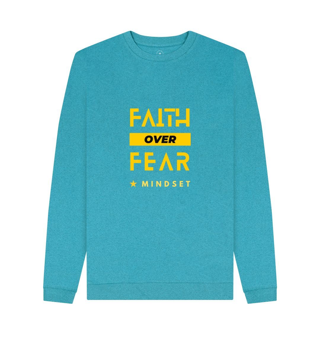 Ocean Blue Organic males jumper - Mindset collection - faith over fear