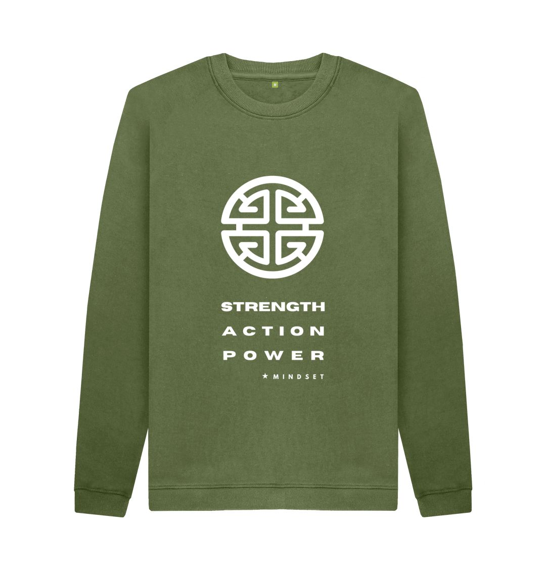 Khaki Mindset Collection - Organic Male Jumper- Strength, Action, Power