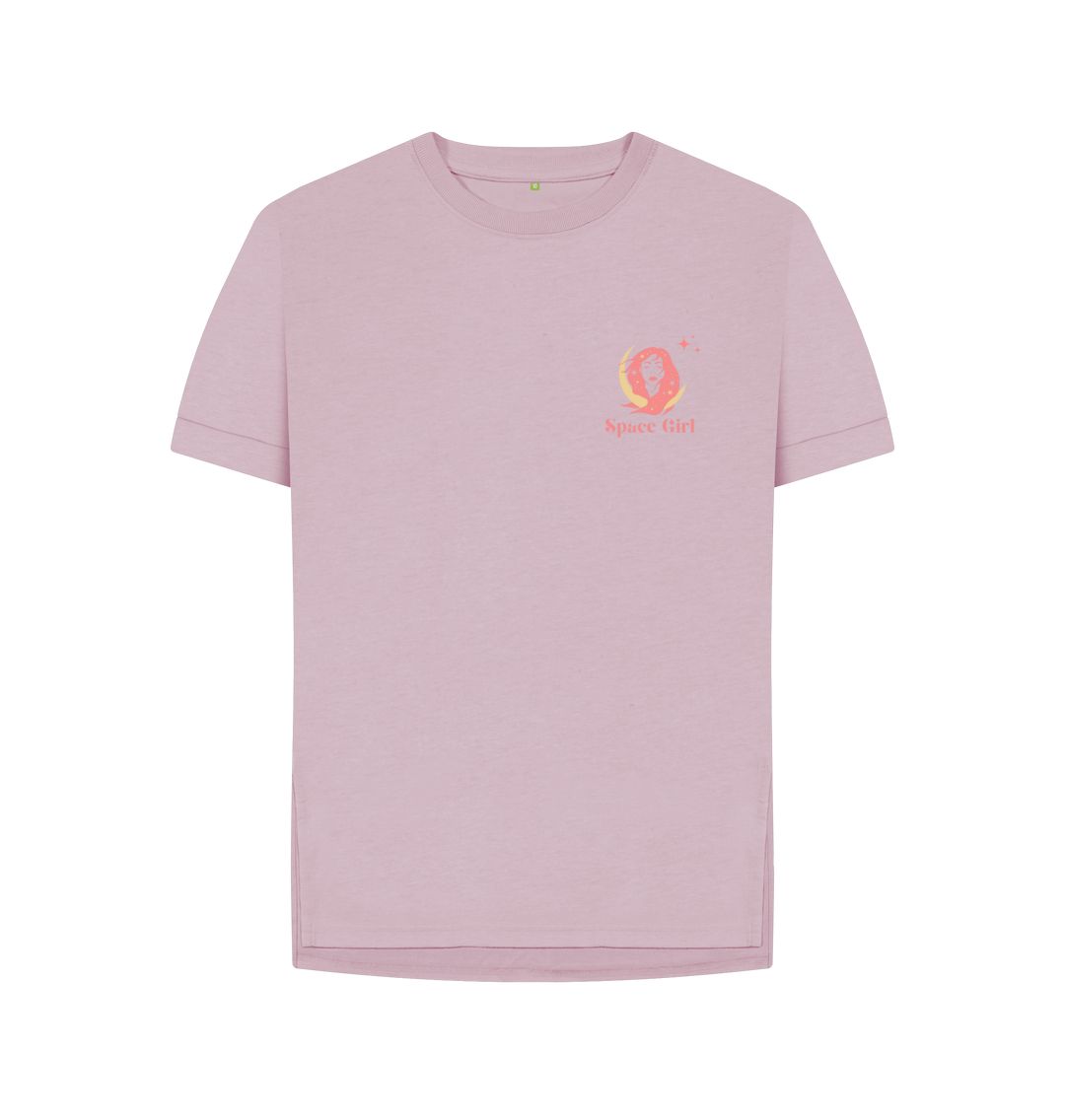 Mauve Space Girl Collection - In another World - Organic Female long T-Shirt - Front & Back Design