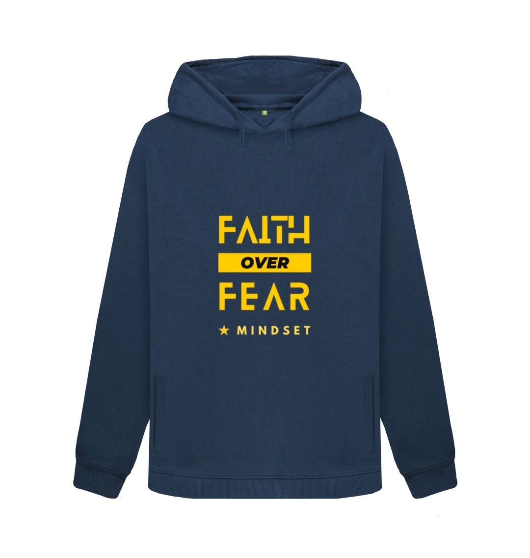 Navy Blue Organic females Hoodie - Mindset collection - faith over fear
