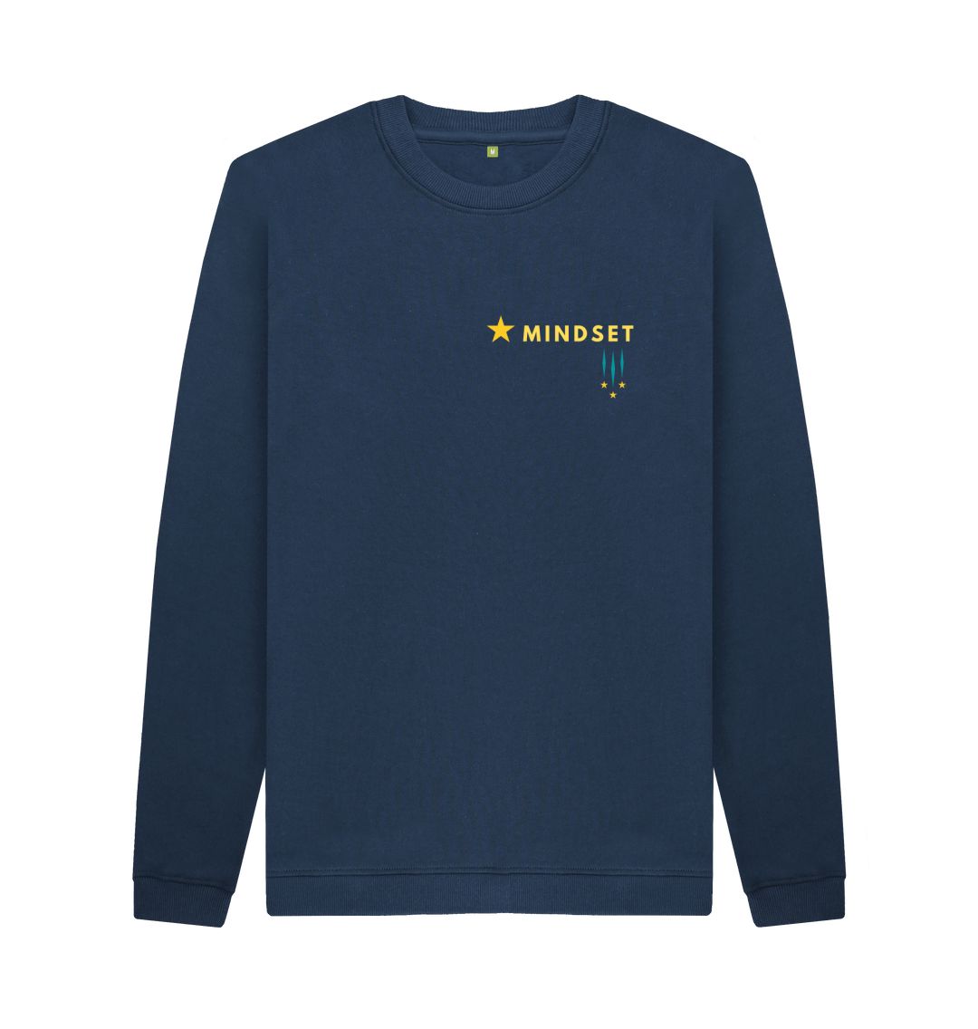 Navy Blue Mindset Health, Wealth, skills front and back design sweater