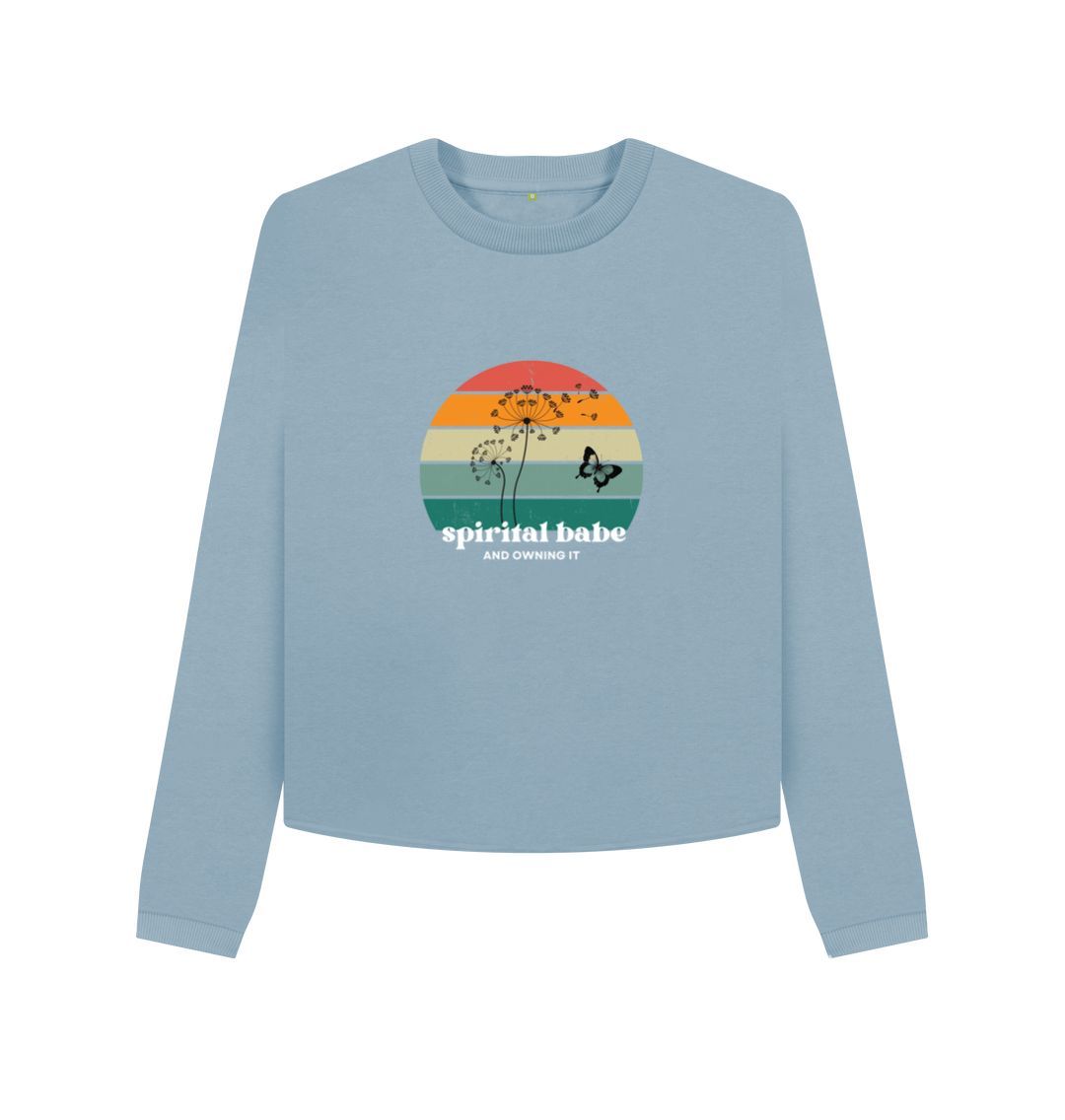 Stone Blue Organic female short Jumper - Spiritual babe and owning it