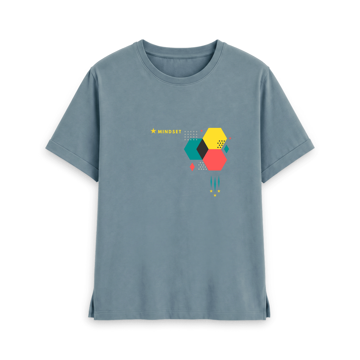 Stone Blue Printed T-shirt Front