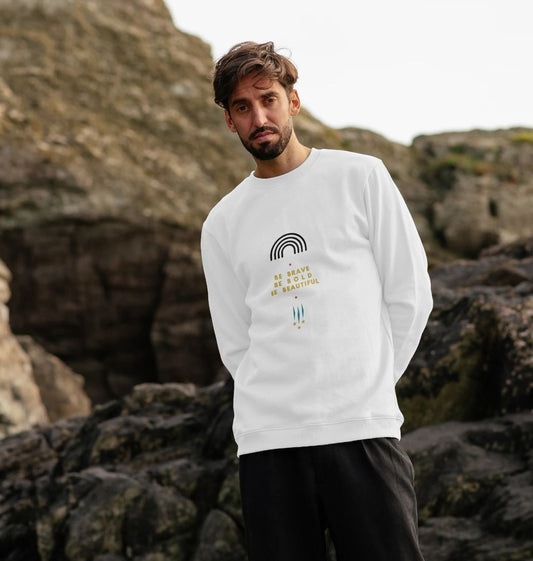 Mindset Collection - White Male Jumper - Be brave, bold, beautiful