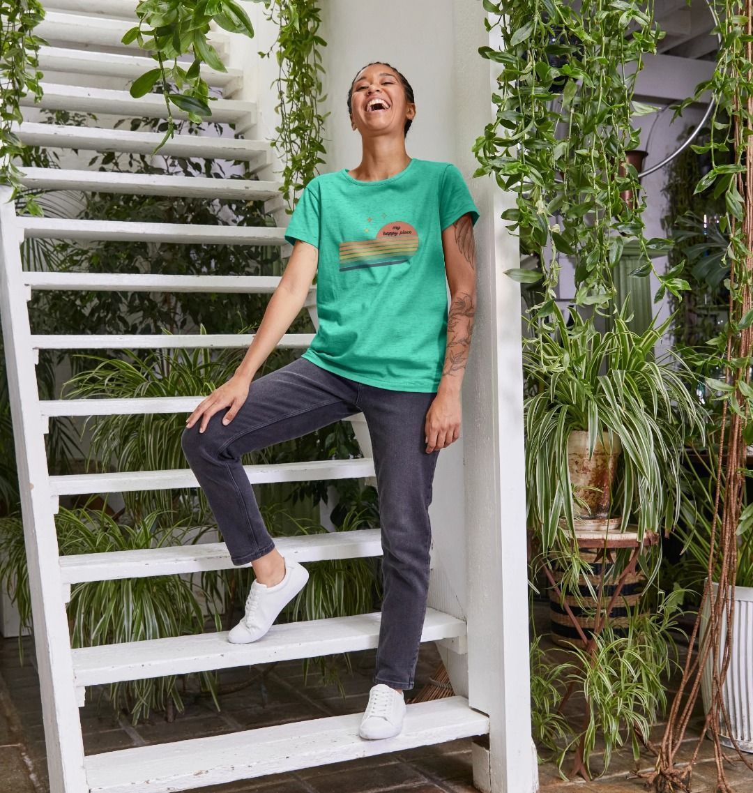 Organic Long T-shirt (womans) - my happy place