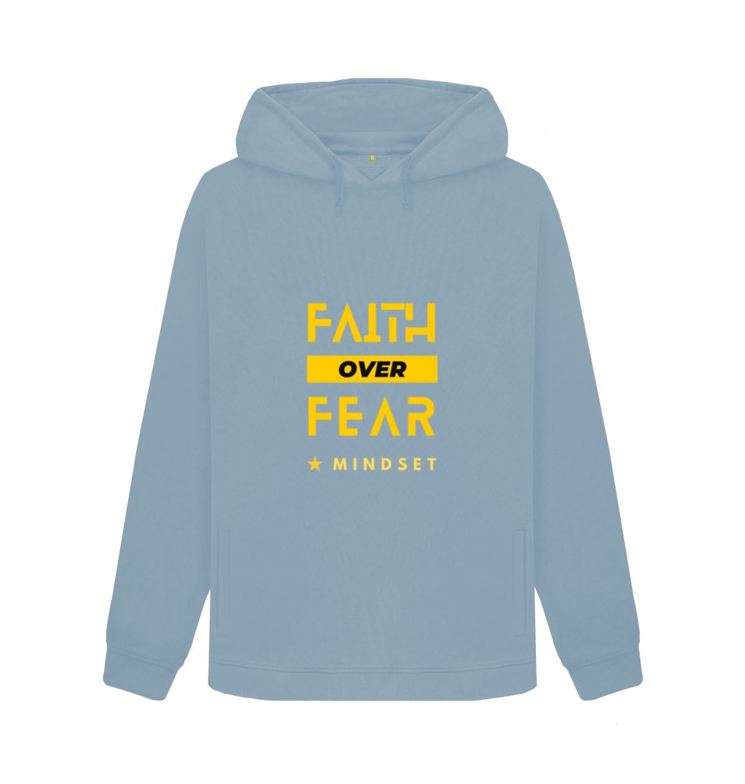 Stone Blue Organic females Hoodie - Mindset collection - faith over fear