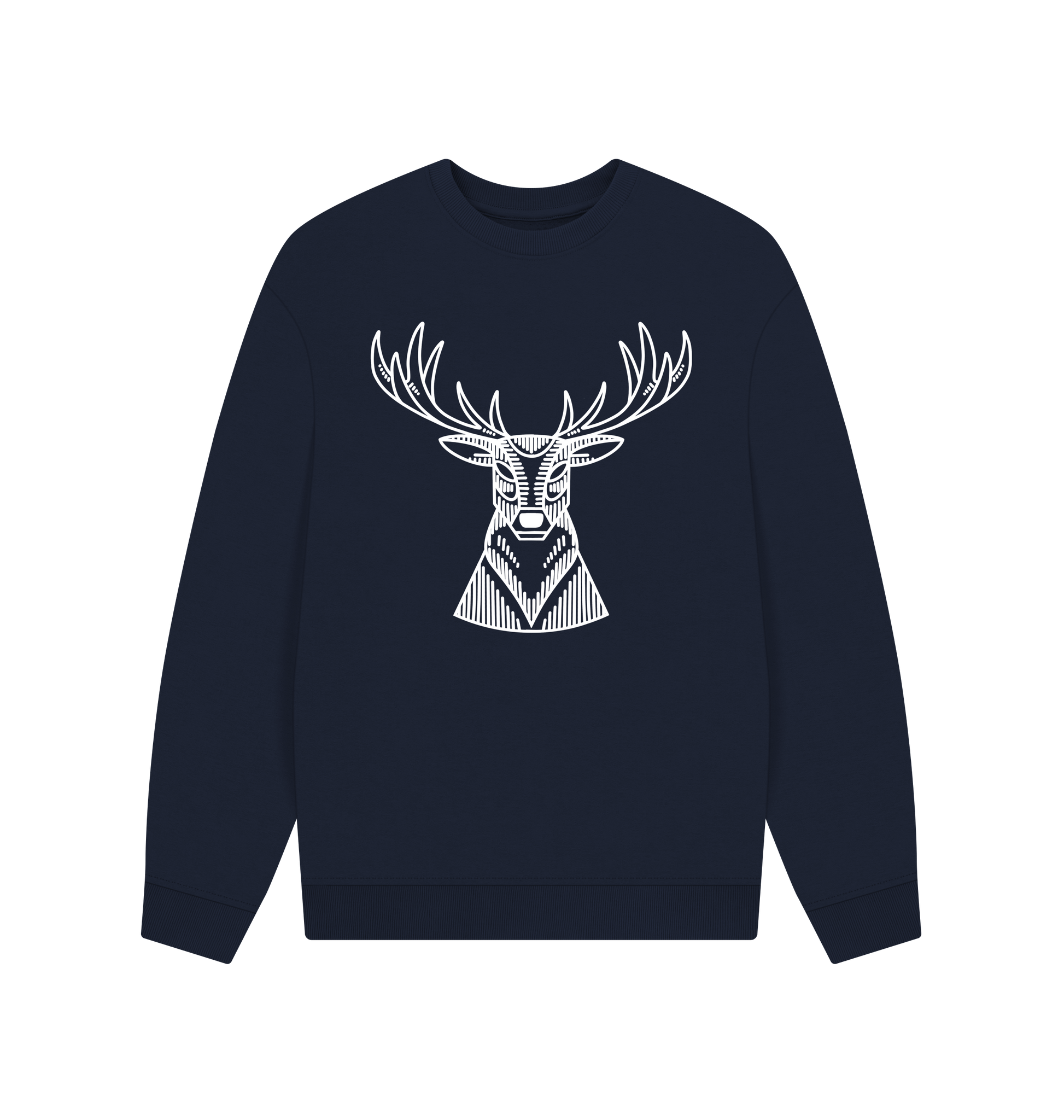 Navy Blue Printed Sweater Front