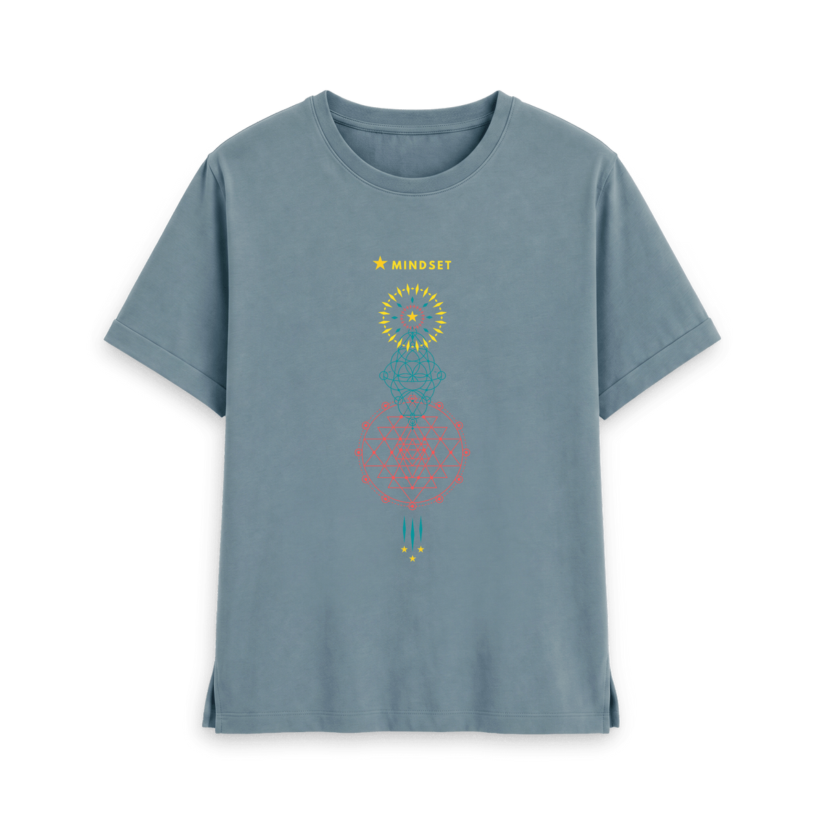 Stone Blue Printed T-shirt Front