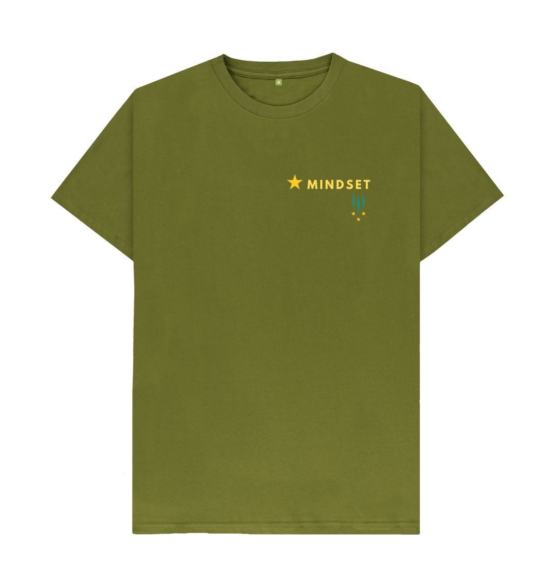 Moss Green Mindset collection - Health, Wealth, Skills front and back design - Organic Mans T-shirt