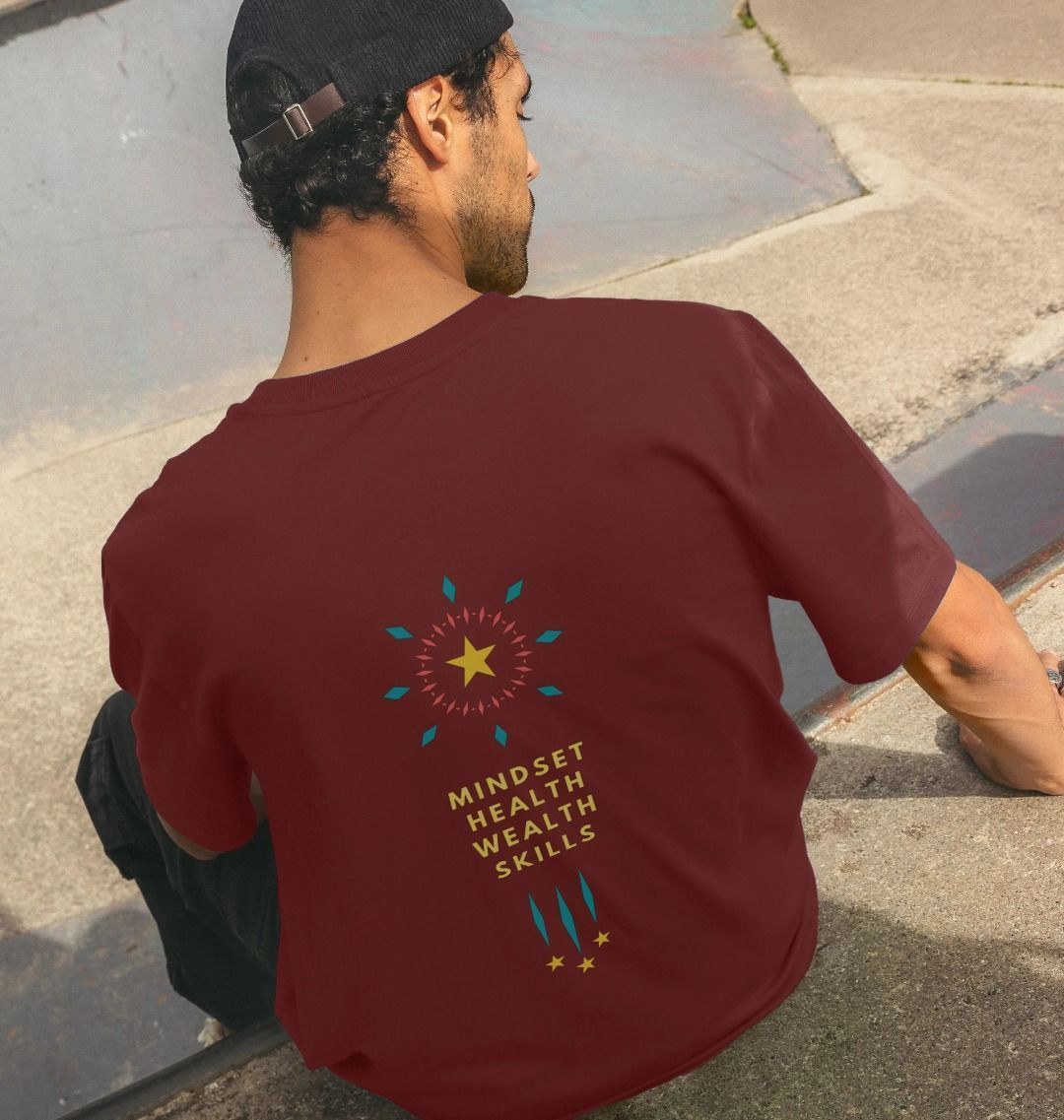 Mindset collection - Health, Wealth, Skills front and back design - Organic Mans T-shirt