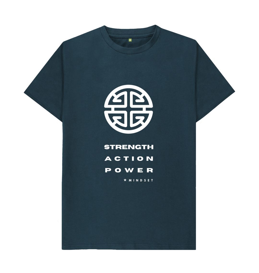 Denim Blue Mindset Collection - Organic Male T-shirt - Strength, Action, Power