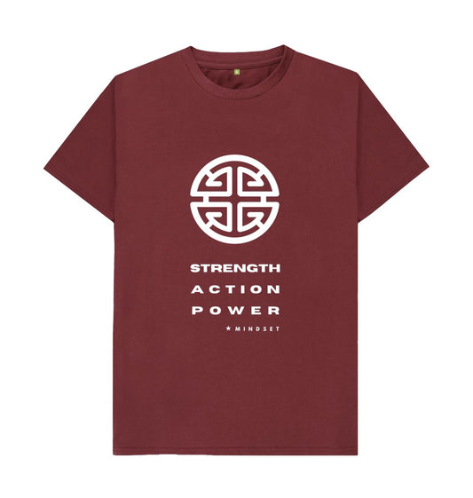 Red Wine Mindset Collection - Organic Male T-shirt - Strength, Action, Power