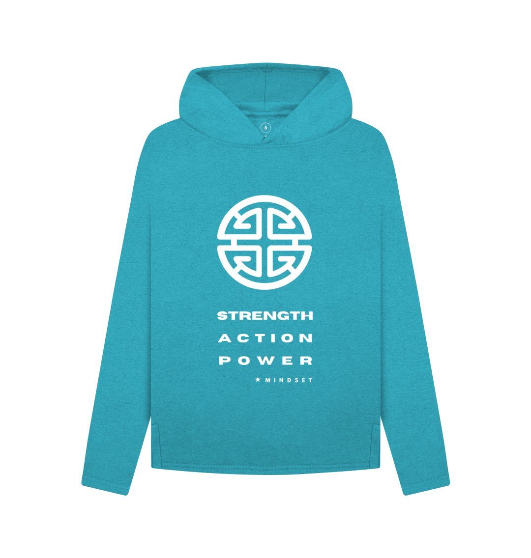 Ocean Blue Mindset Collection - Organic female hoodie - Strength, action, power!!