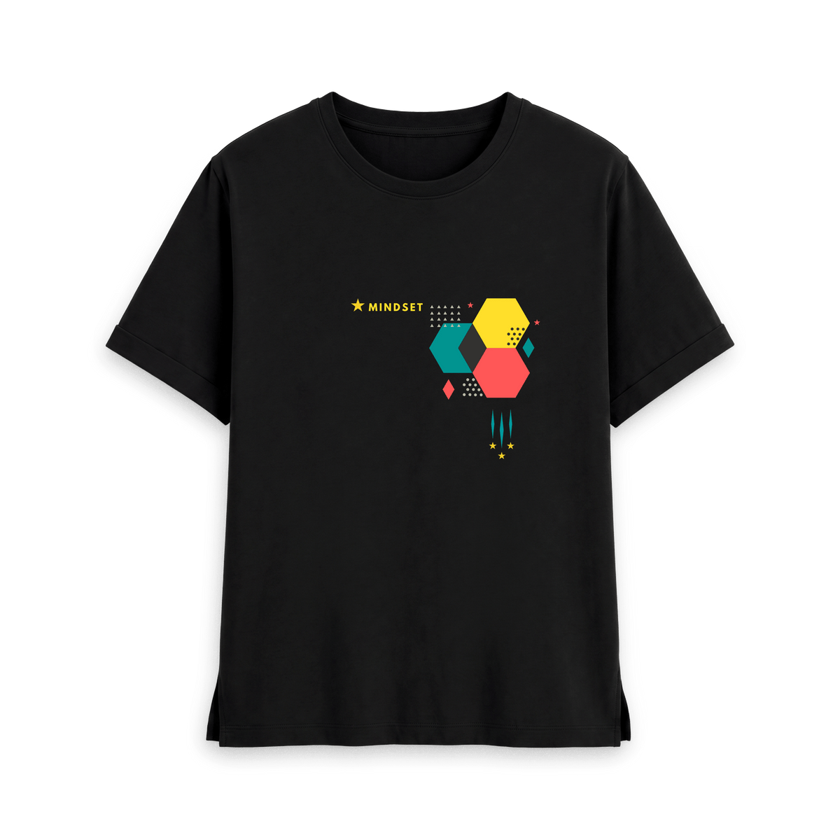 Black Printed T-shirt Front