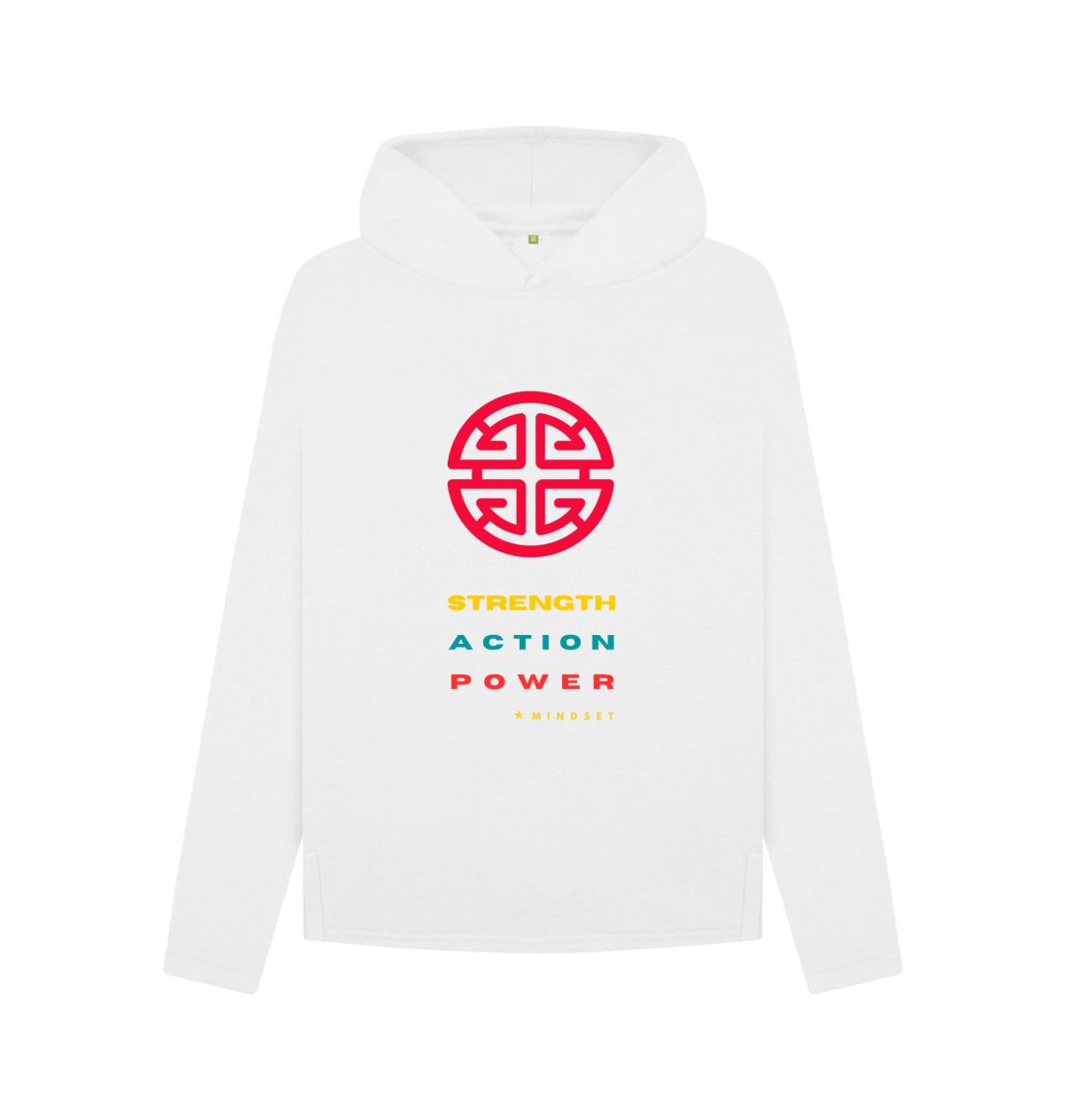 White Mindset Collection - Organic female jumper -Strength, action, power.