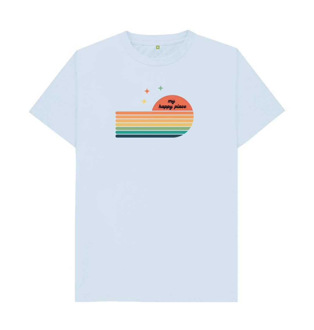 Sky Blue Organic t-shirt (mans) - my happy place