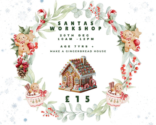 20th Dec 10am -12 pm : Santa’s Workshop – Gingerbread House Decorating Experience