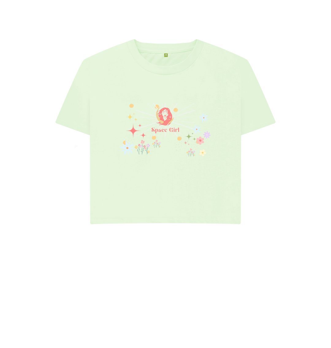 Pastel Green Space Girl Collection  - Organic Female short  T - Shirt