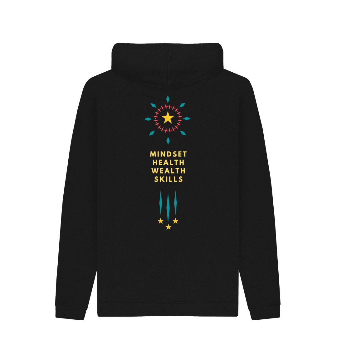 Black Mindset collection - Health, Wealth, skills Organic Mans pullover Hoody