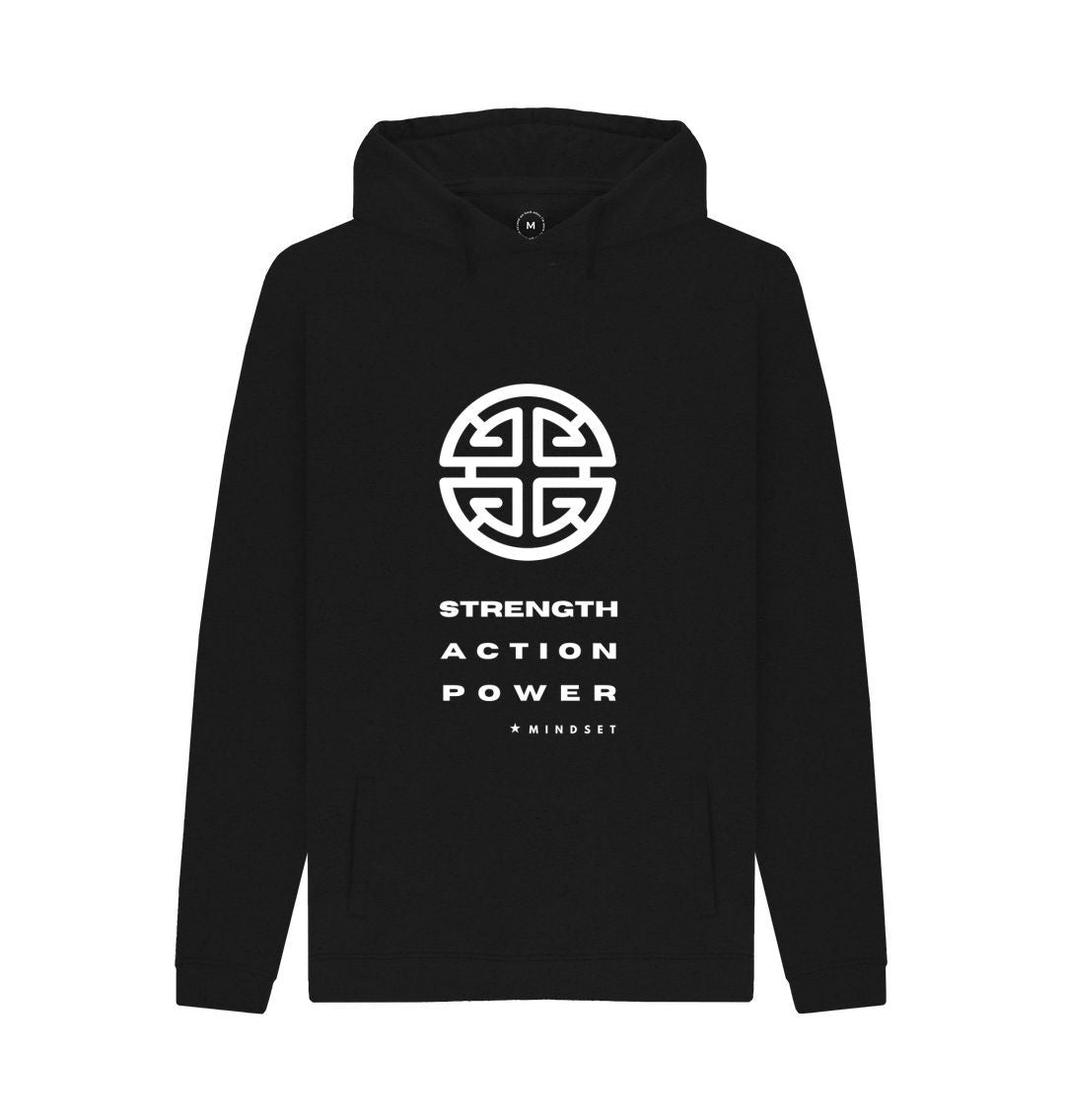 Black Mindset Collection - Organic Male Hoodie Strength, Action, Power