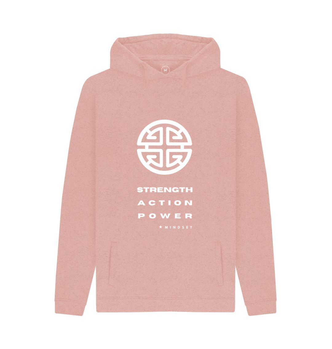 Sunset Pink Mindset Collection - Organic Male Hoodie Strength, Action, Power