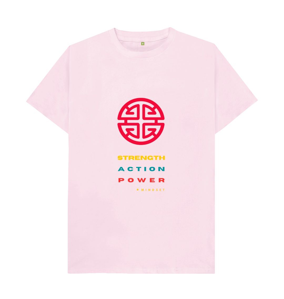 Pink Mindset Collection - Male Organic T-shirt - Strength, Action, Power
