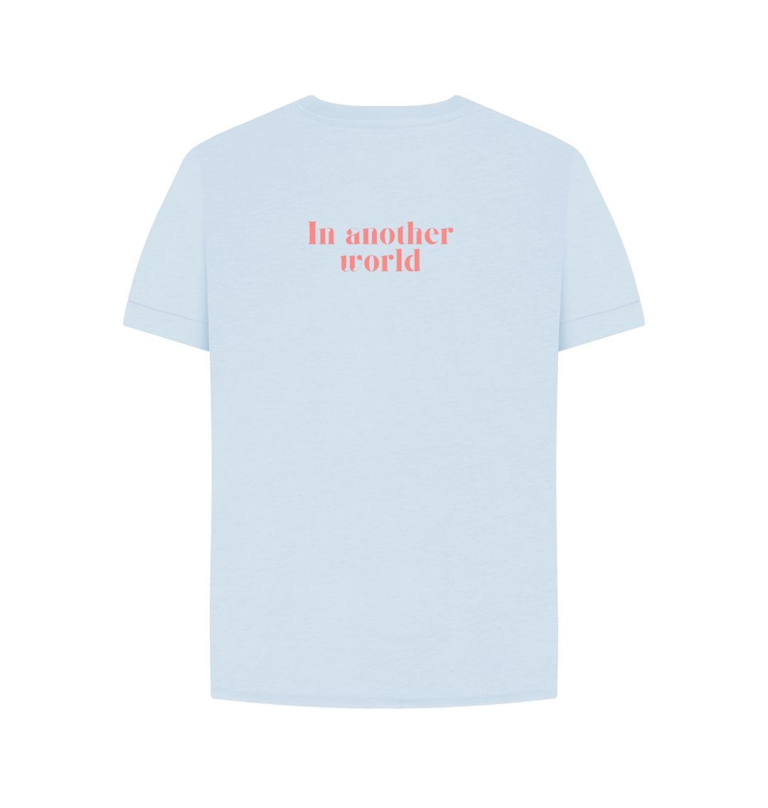 Sky Blue Space Girl Collection  - In another World - Organic Female T-Shirt - Front & Back Design