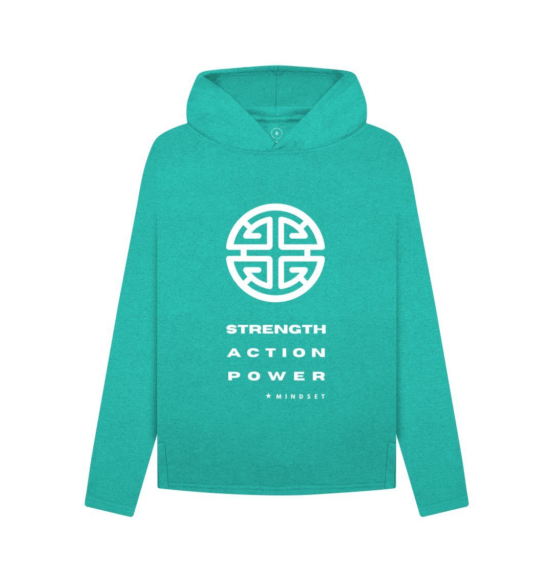 Seagrass Green Mindset Collection - Organic female hoodie - Strength, action, power!!