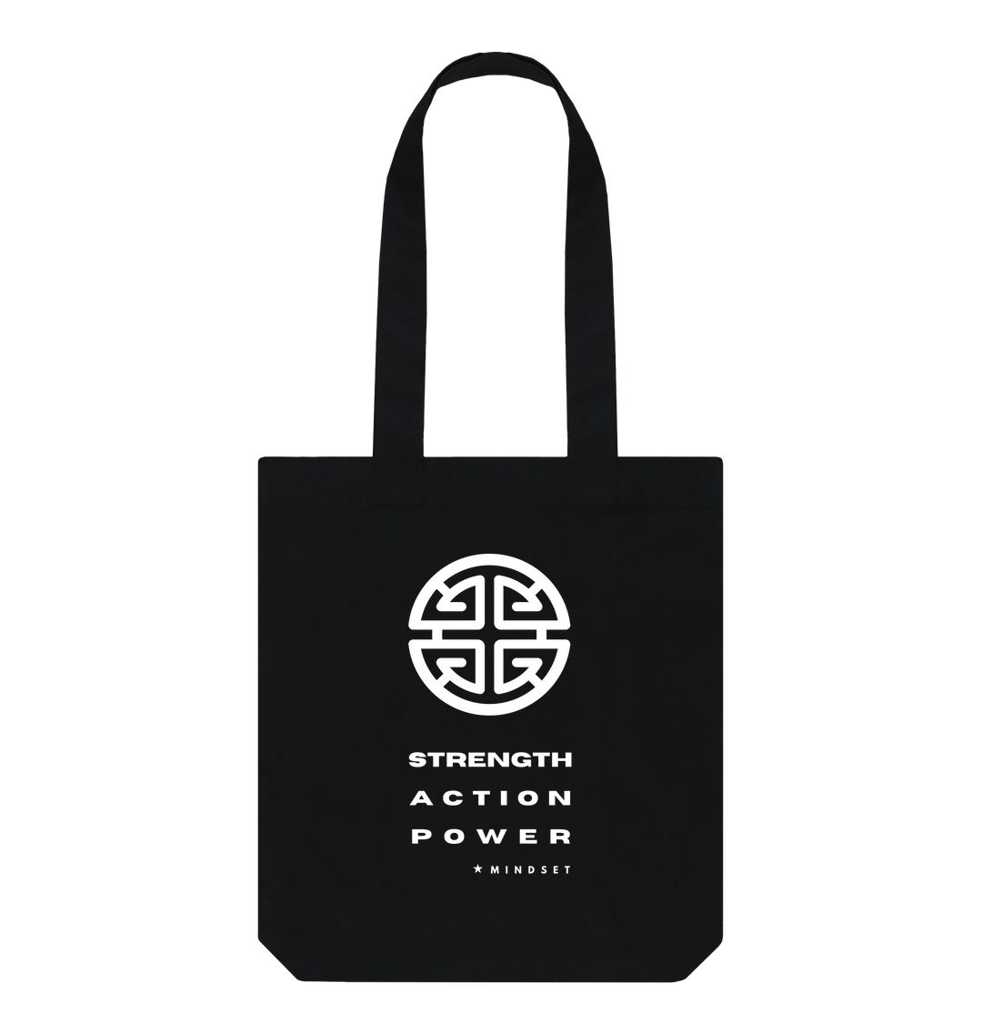 Black Mindset Collection - Strength Action Power Totes bag