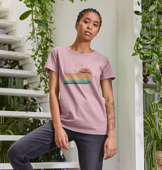 Organic Long T-shirt (womans) - my happy place