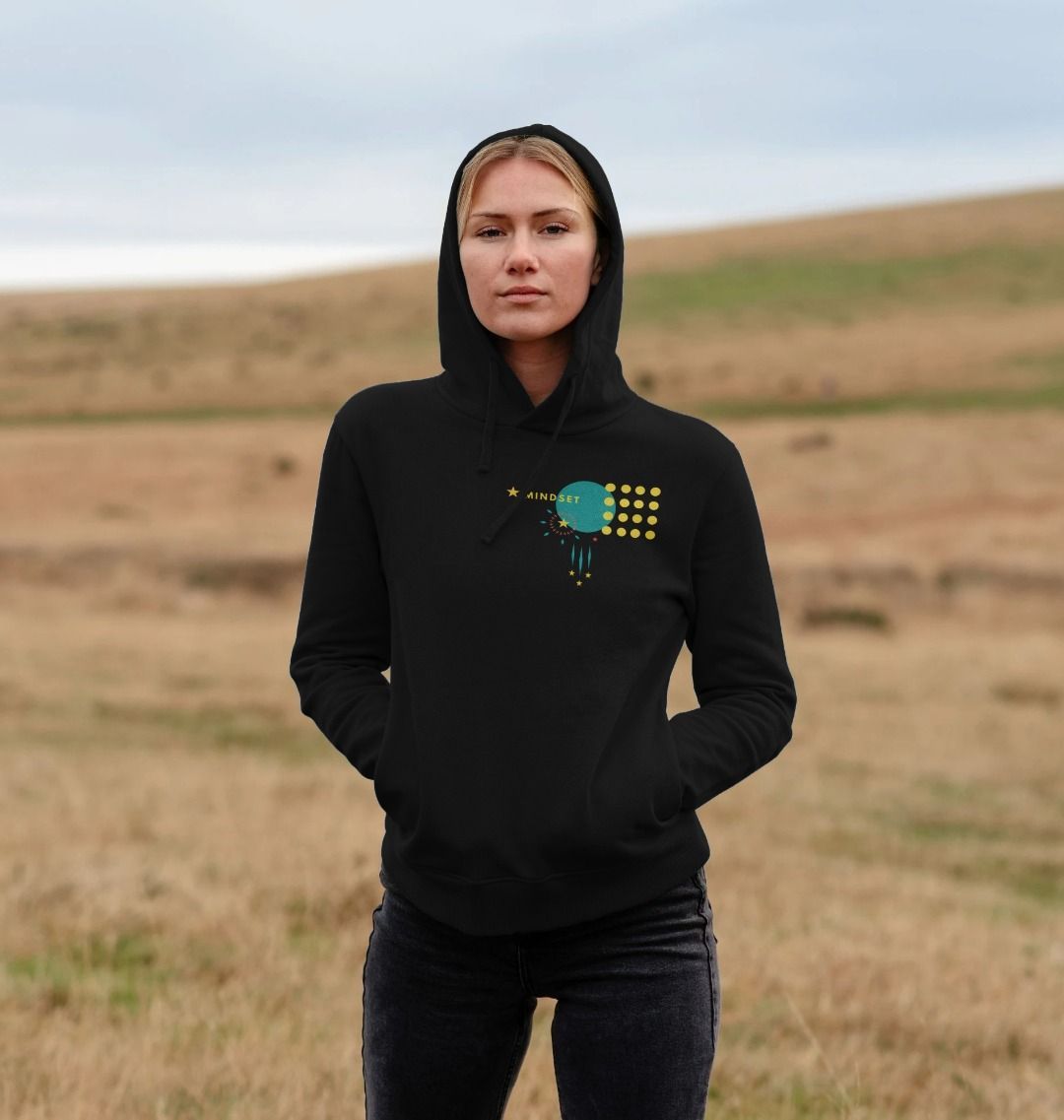 A. Organic female Hoodie - Mindset collection - Double side design - Bold, Bright, Beautiful