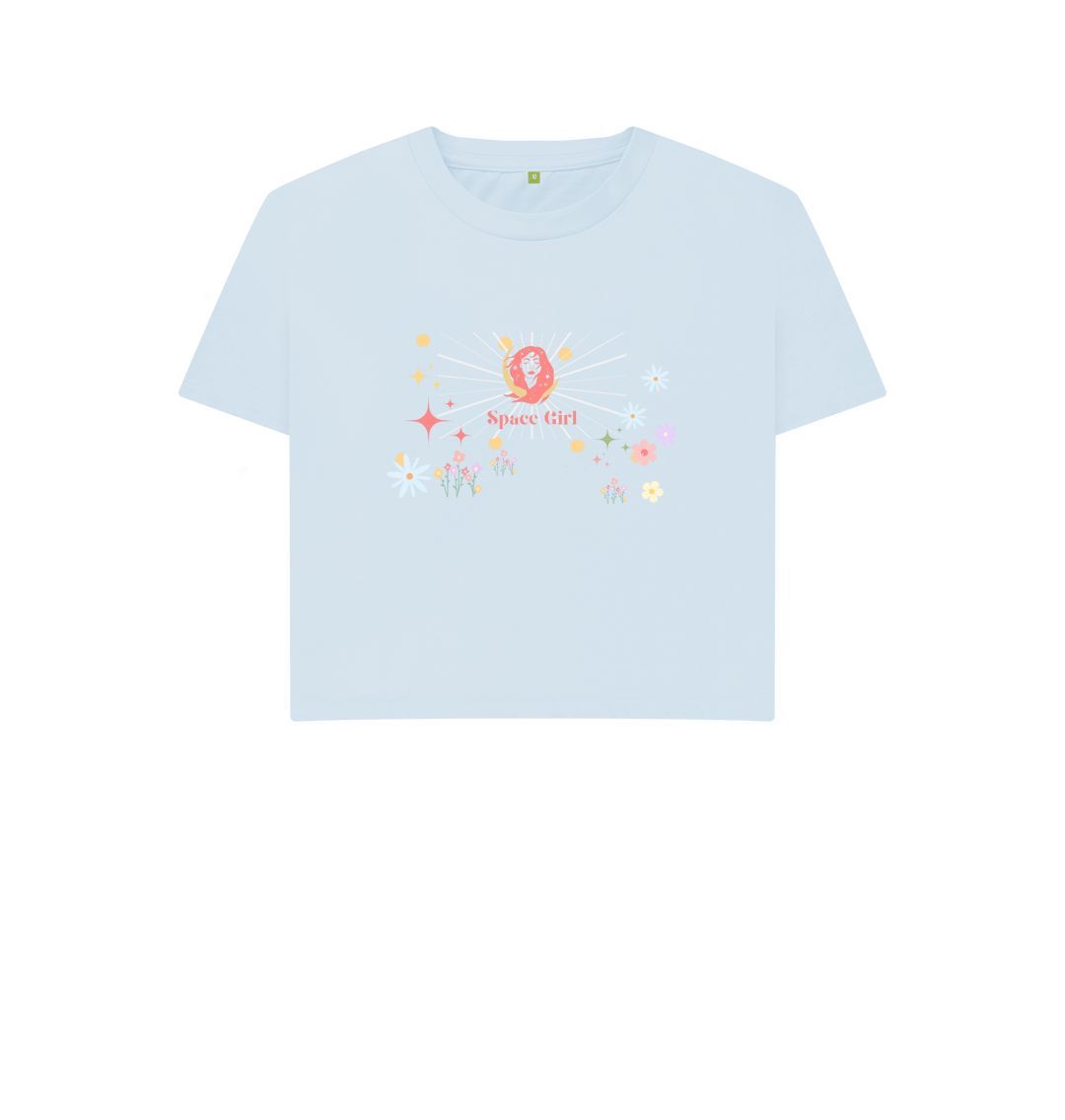 Sky Blue Space Girl Collection  - Organic Female short  T - Shirt