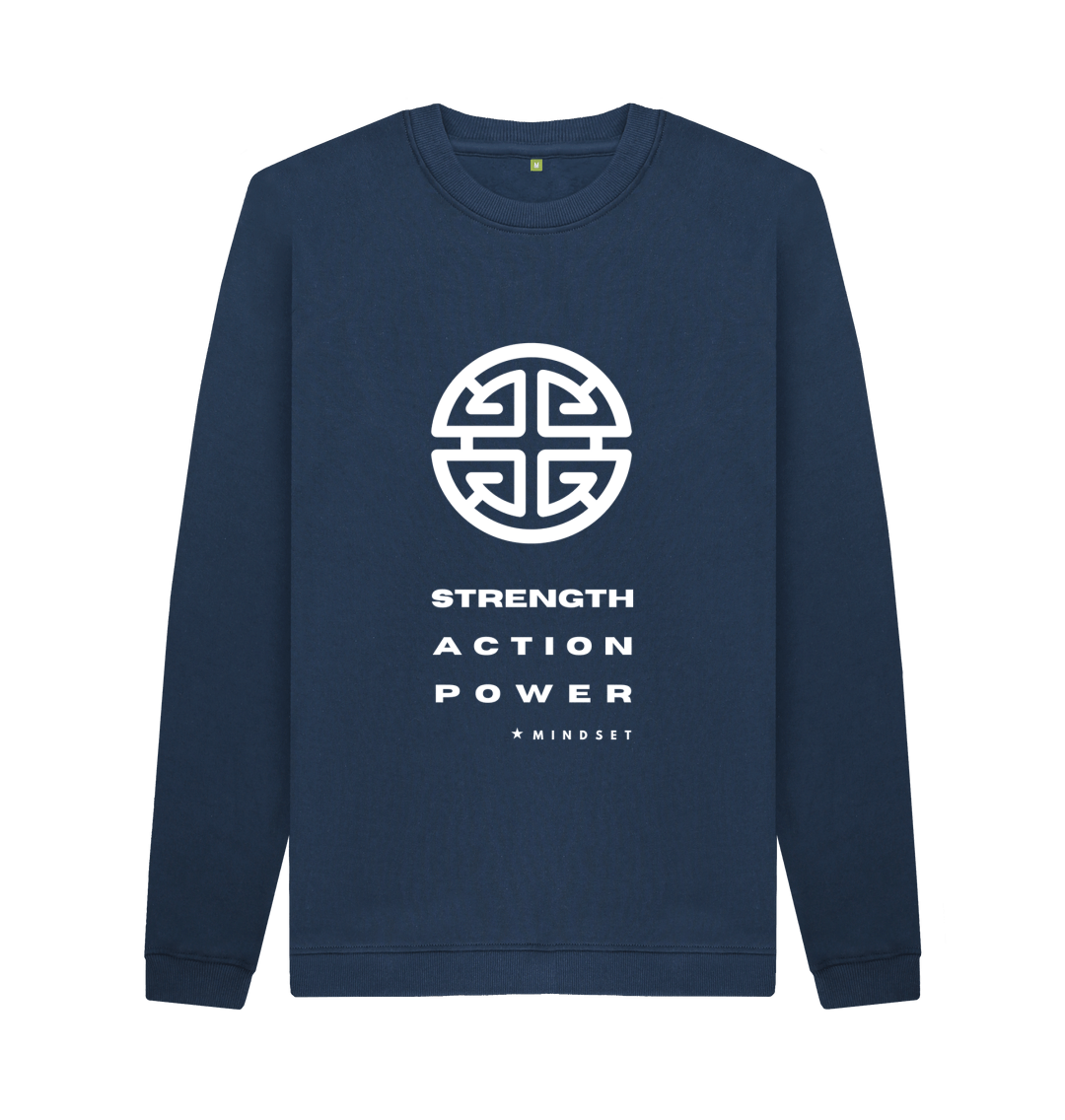 Navy Blue Printed Sweater Front