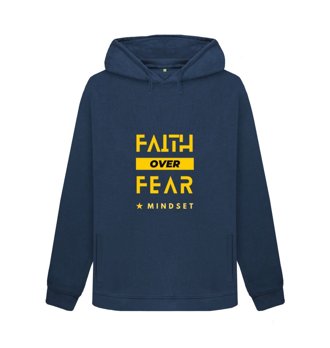 Navy Blue Organic females Hoodie - Mindset collection - faith over fear