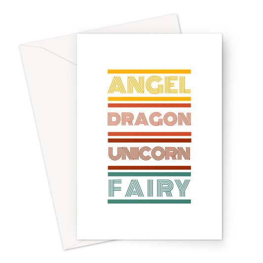 angel, dragon, unicorn, fairy Greeting Card